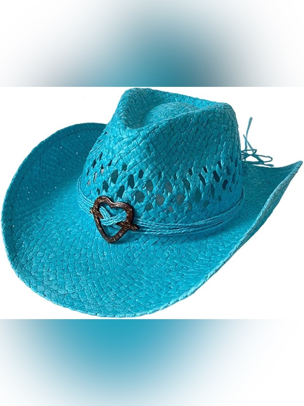 NWT! Sweetheart Turquoise Straw Cowboy Hat, Toucan Collection